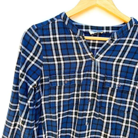 Joie Blue Black Green Plaid Popover Flannel Long Sleeve Button Up Shirt - Picture 2 of 6